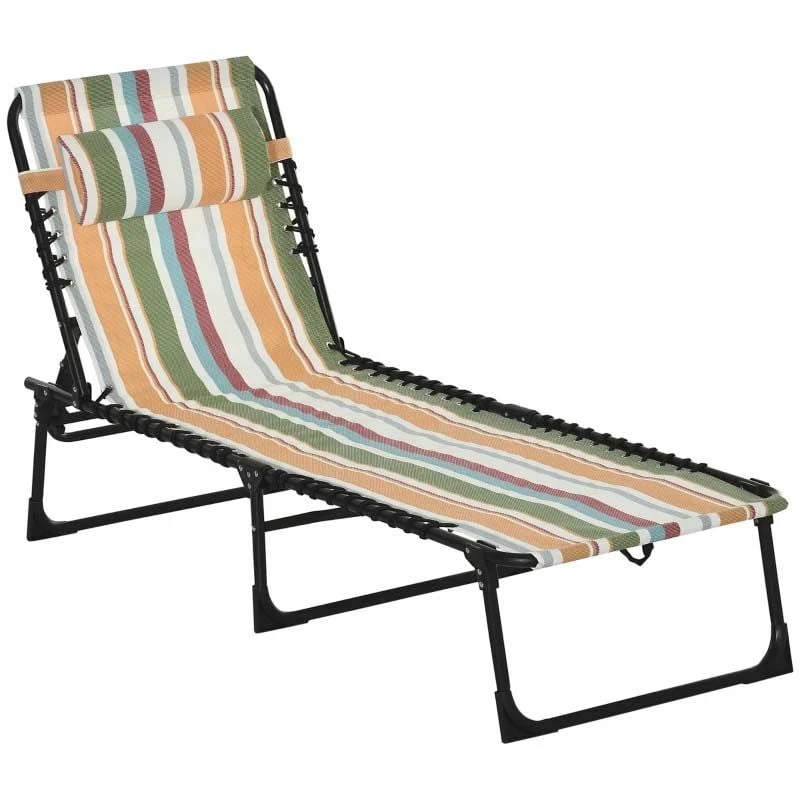 Outsunny Reclining Sun Lounger - Multi-coloured - 84B-206MX 2 Outsunny Reclining Sun Lounger - Multi-coloured - 84B-206MX - Image 2