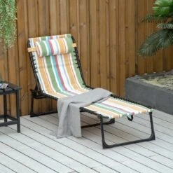 Outsunny Reclining Sun Lounger - Multi-coloured - 84B-206MX