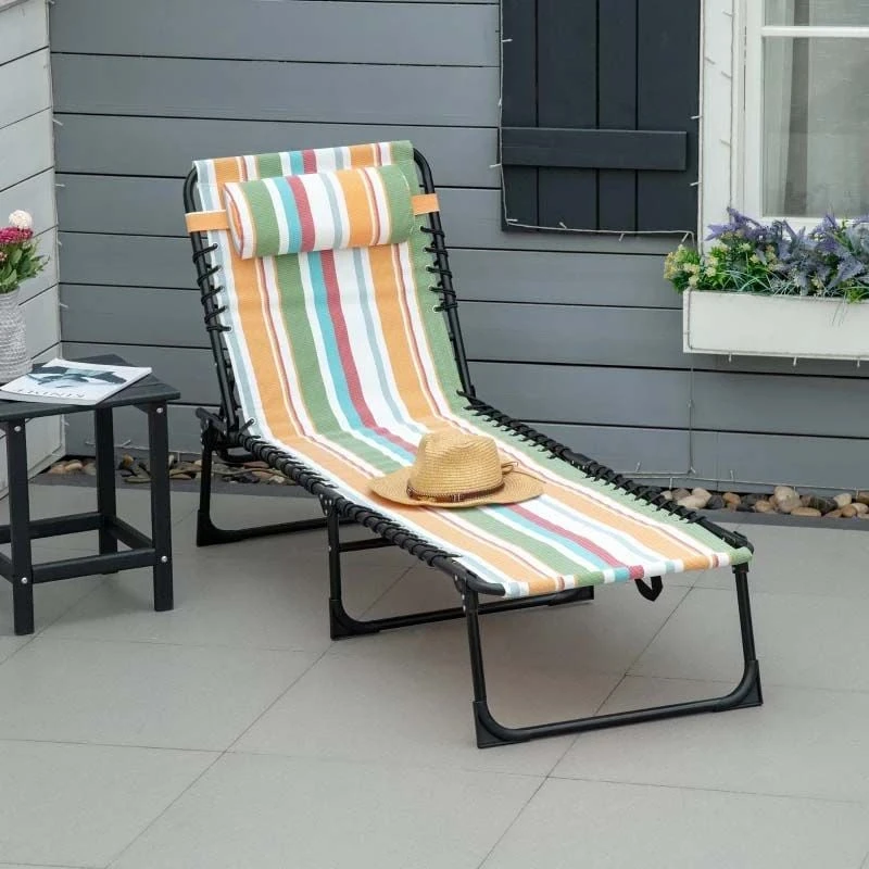 Outsunny Reclining Sun Lounger - Multi-coloured - 84B-206MX 9 Outsunny Reclining Sun Lounger - Multi-coloured - 84B-206MX - Image 9