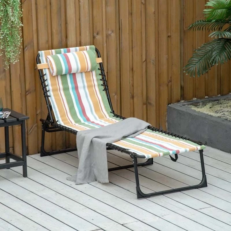 Outsunny Reclining Sun Lounger - Multi-coloured - 84B-206MX 1 Outsunny Reclining Sun Lounger - Multi-coloured - 84B-206MX
