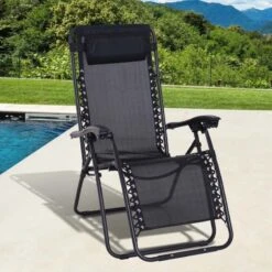 Outsunny Reclining Sun Lounger With Pillow - Black - 84B-227BK 15 Outsunny Reclining Sun Lounger With Pillow - Black - 84B-227BK -OUTSUNNY Sales Shop o u outsunny 84b 227bk lifestyle