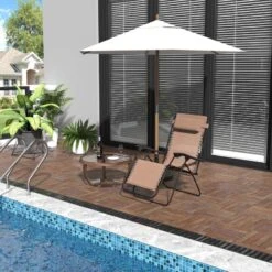 Outsunny Reclining Sun Lounger With Pillow - Beige - 84B-227CW -OUTSUNNY Sales Shop o u outsunny 84b 227cw lifestyle