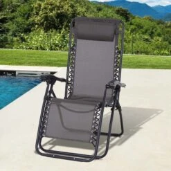 Outsunny Reclining Sun Lounger With Pillow - Grey - 84B-227GY -OUTSUNNY Sales Shop o u outsunny 84b 227gy lifestyle