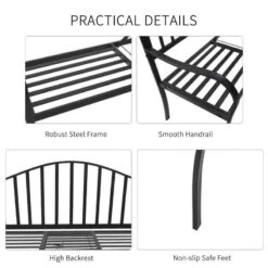 Outsunny 2 Seater Metal Garden Bench With Built In Table 1600x530x950mm - Black - 84B-241 13 Outsunny 2 Seater Metal Garden Bench With Built In Table 1600x530x950mm - Black - 84B-241 -OUTSUNNY Sales Shop o u outsunny 84b 241 3