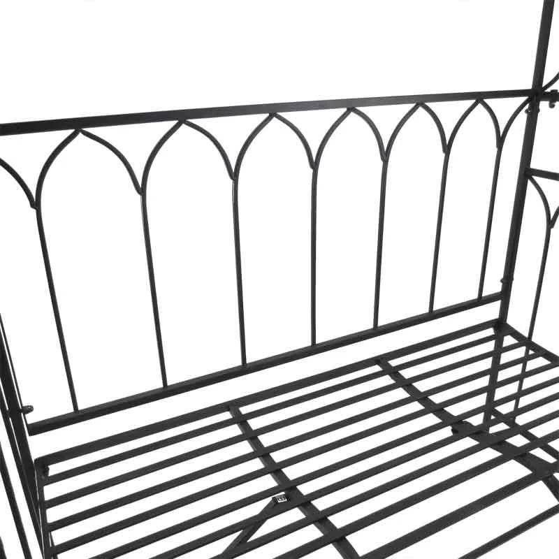 Outsunny Garden Bench With Arch - Metal Frame - Black - 84B-245 8 Outsunny Garden Bench With Arch - Metal Frame - Black - 84B-245 - Image 8