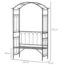 Outsunny Garden Bench With Arch - Metal Frame - Black - 84B-245 12 Outsunny Garden Bench With Arch - Metal Frame - Black - 84B-245 -OUTSUNNY Sales Shop o u outsunny 84b 245 dimensions