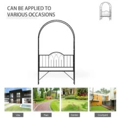 Outsunny 2-Seater Metal Frame Garden Bench With Arch -Black - 84B-247 -OUTSUNNY Sales Shop o u outsunny 84b 247 4