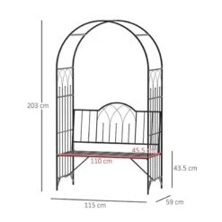 Outsunny 2-Seater Metal Frame Garden Bench With Arch -Black - 84B-247 -OUTSUNNY Sales Shop o u outsunny 84b 247 dimensions