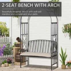 Outsunny Metal Frame Arch Garden Bench - Grey - 84B-261 -OUTSUNNY Sales Shop o u outsunny 84b 261 2