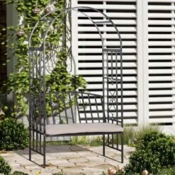Outsunny Metal Frame Arch Garden Bench - Grey - 84B-261