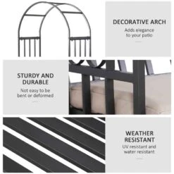 Outsunny Metal Frame Arch Garden Bench - Grey - 84B-261 -OUTSUNNY Sales Shop o u outsunny 84b 261 3