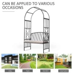 Outsunny Metal Frame Arch Garden Bench - Grey - 84B-261 -OUTSUNNY Sales Shop o u outsunny 84b 261 4