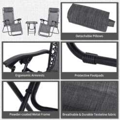 Outsunny 3-Piece Reclining Sun Lounger Set With Table - Grey - 84B-271CG -OUTSUNNY Sales Shop o u outsunny 84b 271cg 5