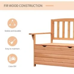 Outsunny Outdoor Fir Wood Storage Garden Bench - Brown - 84B-311 -OUTSUNNY Sales Shop o u outsunny 84b 311 3