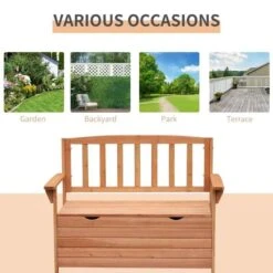 Outsunny Outdoor Fir Wood Storage Garden Bench - Brown - 84B-311 -OUTSUNNY Sales Shop o u outsunny 84b 311 4
