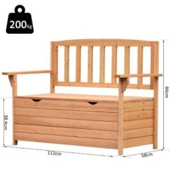 Outsunny Outdoor Fir Wood Storage Garden Bench - Brown - 84B-311 -OUTSUNNY Sales Shop o u outsunny 84b 311 dimensions