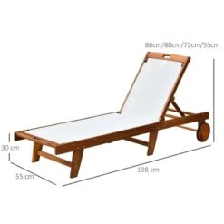 Outsunny Wooden Reclining Sun Lounger - White - 84B-325 -OUTSUNNY Sales Shop o u outsunny 84b 325 dimensions