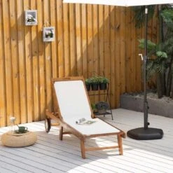 Outsunny Wooden Reclining Sun Lounger - White - 84B-325 -OUTSUNNY Sales Shop o u outsunny 84b 325 lifestyle