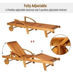 Outsunny Wooden Reclining Sun Lounger - Natural - 84B-326 -OUTSUNNY Sales Shop o u outsunny 84b 326 3