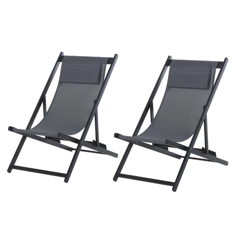 Outsunny 2-Piece Garden Deck Chairs - Grey - 84B-342V70CG 2 Outsunny 2-Piece Garden Deck Chairs - Grey - 84B-342V70CG - Image 2