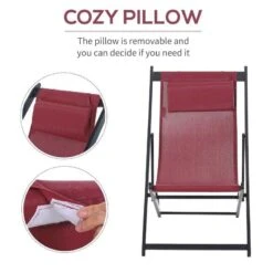 Outsunny 2-Piece Garden Deck Chairs - Red - 84B-342V70WR -OUTSUNNY Sales Shop o u outsunny 84b 342v70wr 3