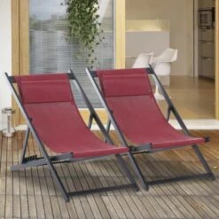 Outsunny 2-Piece Garden Deck Chairs - Red - 84B-342V70WR -OUTSUNNY Sales Shop o u outsunny 84b 342v70wr lifestyle