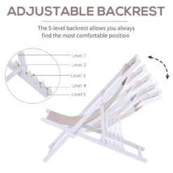 Outsunny 2-Piece Garden Deck Chairs - White - 84B-342WT -OUTSUNNY Sales Shop o u outsunny 84b 342wt 5