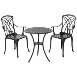 Outsunny 3 Piece Bistro Set Coffee Table & Chairs - Brown - 84B-345 -OUTSUNNY Sales Shop o u outsunny 84b 345 full set
