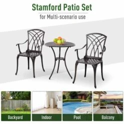Outsunny 3 Piece Bistro Set Coffee Table & Chairs - Brown - 84B-345 -OUTSUNNY Sales Shop o u outsunny 84b 345 multi scenario use