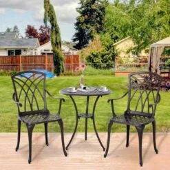 Outsunny 3 Piece Bistro Set Coffee Table & Chairs - Brown - 84B-345 -OUTSUNNY Sales Shop o u outsunny 84b 345 outdoor