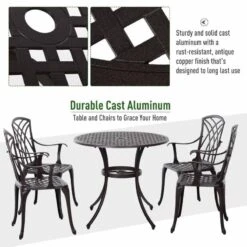 Outsunny 4-Seater Cast Aluminium Outdoor Garden Table & Chair Set - Brown - 84B-346 14 Outsunny 4-Seater Cast Aluminium Outdoor Garden Table & Chair Set - Brown - 84B-346 -OUTSUNNY Sales Shop o u outsunny 84b 346 aluminium