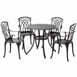 Outsunny 4-Seater Cast Aluminium Outdoor Garden Table & Chair Set - Brown - 84B-346 12 Outsunny 4-Seater Cast Aluminium Outdoor Garden Table & Chair Set - Brown - 84B-346 -OUTSUNNY Sales Shop o u outsunny 84b 346 full set