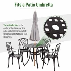 Outsunny 4-Seater Cast Aluminium Outdoor Garden Table & Chair Set - Brown - 84B-346 15 Outsunny 4-Seater Cast Aluminium Outdoor Garden Table & Chair Set - Brown - 84B-346 -OUTSUNNY Sales Shop o u outsunny 84b 346 parasol