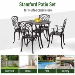 Outsunny 4-Seater Cast Aluminium Outdoor Garden Table & Chair Set - Brown - 84B-346 16 Outsunny 4-Seater Cast Aluminium Outdoor Garden Table & Chair Set - Brown - 84B-346 -OUTSUNNY Sales Shop o u outsunny 84b 346 use