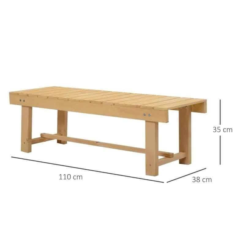 Outsunny 2-Seater Outdoor Fir Wood Garden Bench - 84B-362 3 Outsunny 2-Seater Outdoor Fir Wood Garden Bench - 84B-362 - Image 3