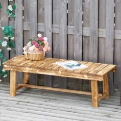 Outsunny 2-Seater Wooden Garden Bench - Carbonised - 84B-362CF -OUTSUNNY Sales Shop o u outsunny 84b 362cf lifestyle