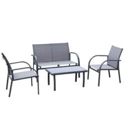 Outsunny 4-Seater Metal Garden Furniture Set - Grey - 84B-369 -OUTSUNNY Sales Shop o u outsunny 84b 369 1