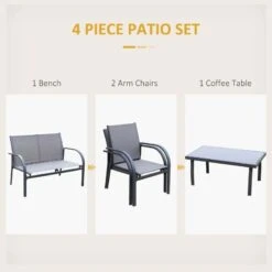 Outsunny 4-Seater Metal Garden Furniture Set - Grey - 84B-369 -OUTSUNNY Sales Shop o u outsunny 84b 369 2
