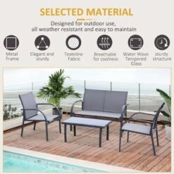Outsunny 4-Seater Metal Garden Furniture Set - Grey - 84B-369 -OUTSUNNY Sales Shop o u outsunny 84b 369 4