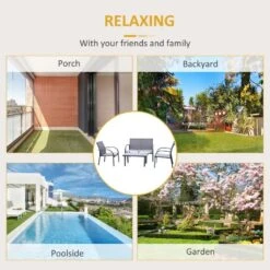 Outsunny 4-Seater Metal Garden Furniture Set - Grey - 84B-369 -OUTSUNNY Sales Shop o u outsunny 84b 369 5