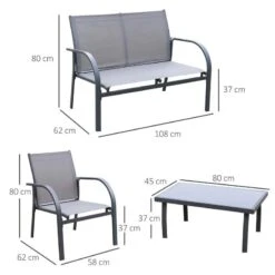 Outsunny 4-Seater Metal Garden Furniture Set - Grey - 84B-369 -OUTSUNNY Sales Shop o u outsunny 84b 369 dimensions