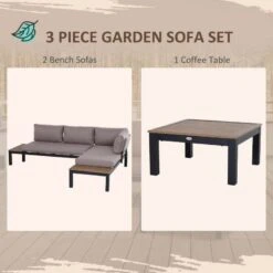 Outsunny 3 Piece Garden Furniture Set - Grey - 84B-377V70 -OUTSUNNY Sales Shop o u outsunny 84b 377v70 3