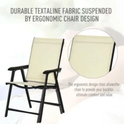 Outsunny Set Of 2 Foldable Metal Garden Chairs - Beige - 84B-381BG 13 Outsunny Set Of 2 Foldable Metal Garden Chairs - Beige - 84B-381BG -OUTSUNNY Sales Shop o u outsunny 84b 381bg design