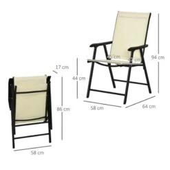 Outsunny Set Of 2 Foldable Metal Garden Chairs - Beige - 84B-381BG 14 Outsunny Set Of 2 Foldable Metal Garden Chairs - Beige - 84B-381BG -OUTSUNNY Sales Shop o u outsunny 84b 381bg dimensions