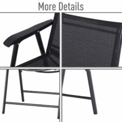 Outsunny Set Of 2 Foldable Metal Garden Chairs - Black - 84B-381BK -OUTSUNNY Sales Shop o u outsunny 84b 381bk details