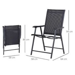 Outsunny Set Of 2 Foldable Metal Garden Chairs - Black - 84B-381BK -OUTSUNNY Sales Shop o u outsunny 84b 381bk dimensions