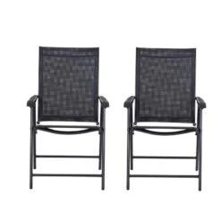 Outsunny Set Of 2 Foldable Metal Garden Chairs - Black - 84B-381BK -OUTSUNNY Sales Shop o u outsunny 84b 381bk front