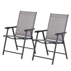 Outsunny Set Of 2 Foldable Metal Garden Chairs - Grey - 84B-381GY 18 Outsunny Set Of 2 Foldable Metal Garden Chairs - Grey - 84B-381GY -OUTSUNNY Sales Shop o u outsunny 84b 381gy product
