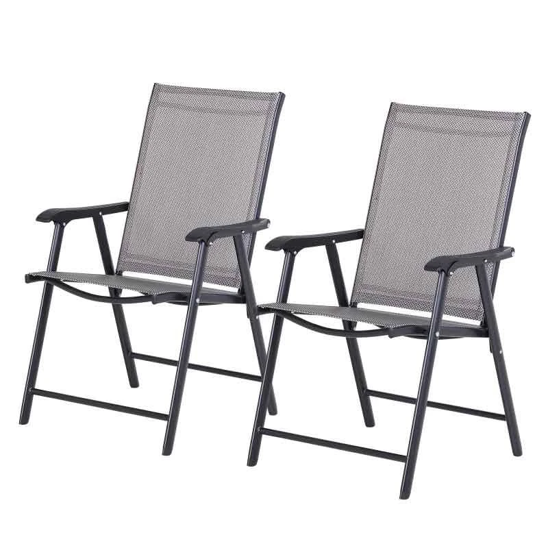 Outsunny Set Of 2 Foldable Metal Garden Chairs - Grey - 84B-381GY 9 Outsunny Set Of 2 Foldable Metal Garden Chairs - Grey - 84B-381GY - Image 9