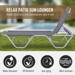 Outsunny Reclining Sun Lounger - Grey - 84B-386SR -OUTSUNNY Sales Shop o u outsunny 84b 386sr 2